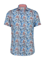 A Fish Named Fred Short Sleeve Shirt with Leafs Print