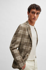 Boss Slim-Fit Jacket in Checked Stretch Jersey