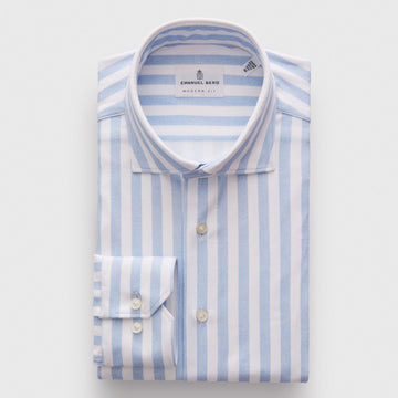 Emanuel Berg Byron Light Blue Striped 4Flex Shirt