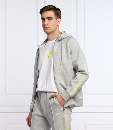 BOSS Saggy hooded sweatshirt with curved logo and regular fit