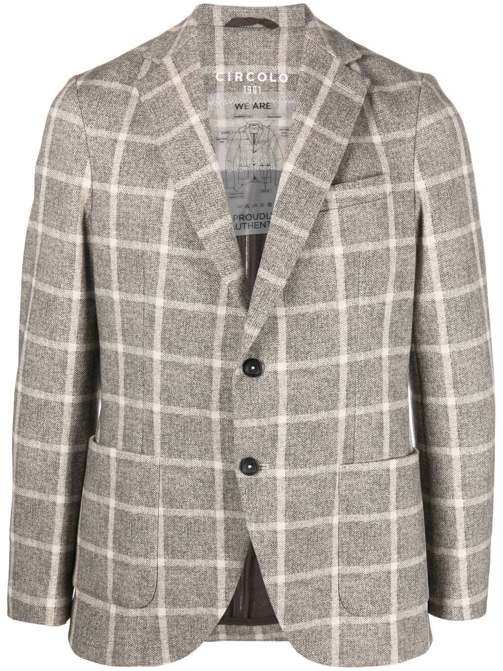 Circolo Grey Blazer with Check Pattern