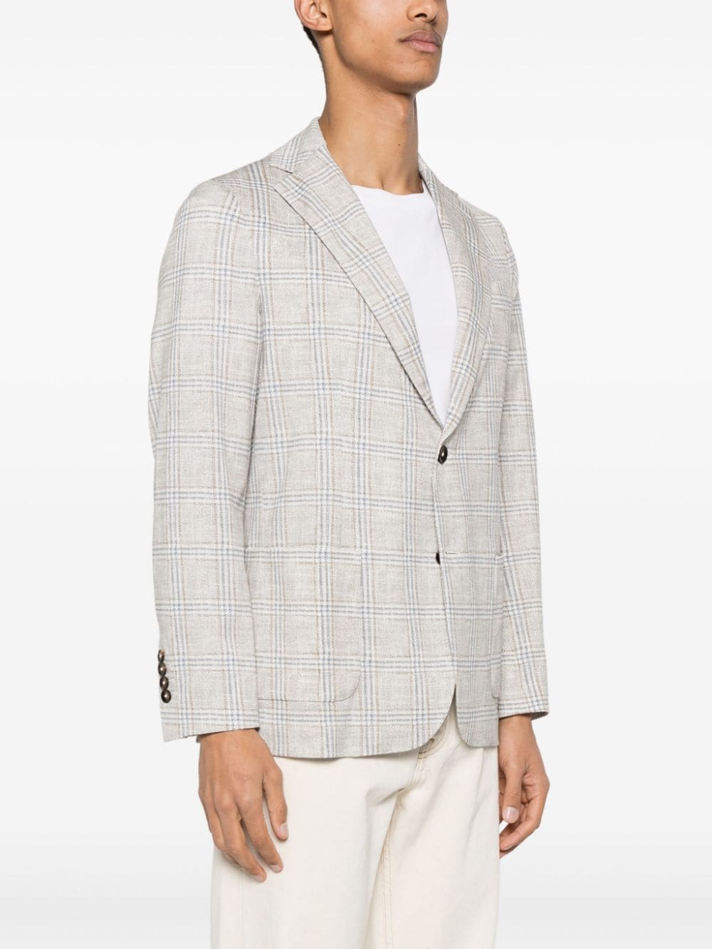 Circolo 4-way stretch Blue Checked Beige Blazer