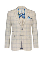 A Fish Named Fred White Blue Check Linen Blazer