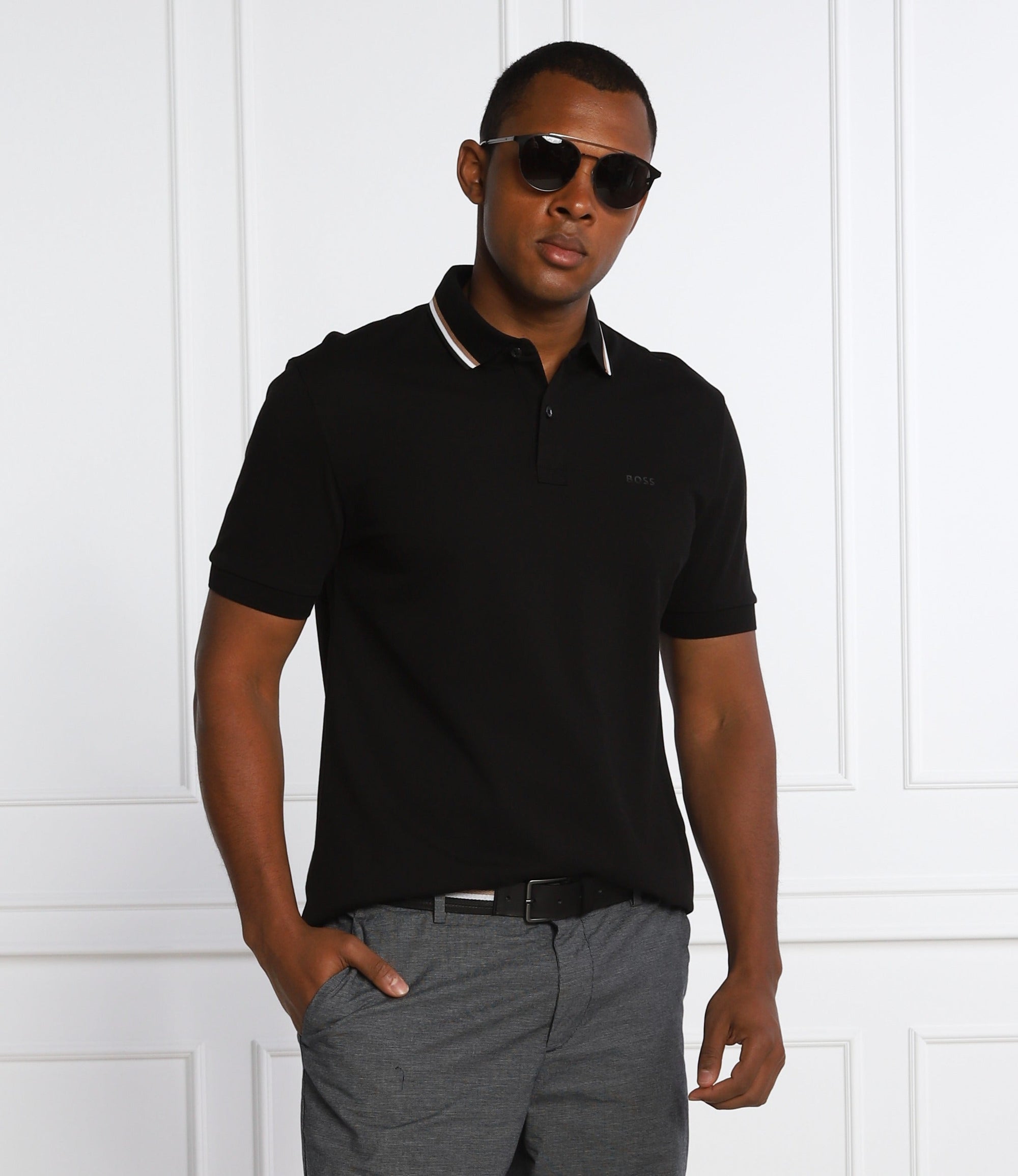 BOSS Pack regular-fit cotton polo with contrast stripe