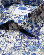 ETON Blue Floral Print Signature Twill Shirt