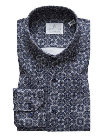 Emanuel Berg Geometric Print Modern Fit 4 Flex Shirt