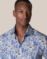 ETON Blue Floral Print Signature Twill Shirt