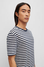 BOSS Tiburt 350 Dark Blue Striped T-Shirt