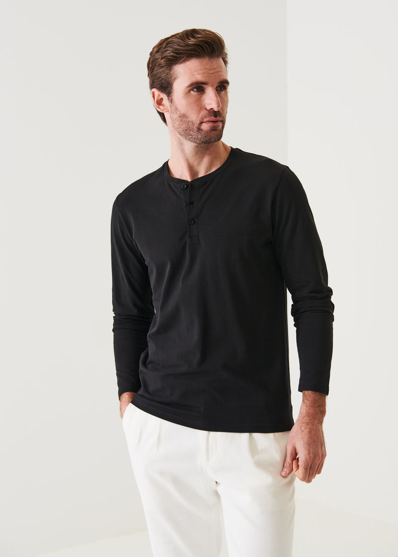 Patrick Assaraf Pima Cotton Stretch Henley T-Shirt