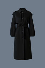 Mackage Womens Ceyla Double-Face Wool Coat with Sash Belt - Black