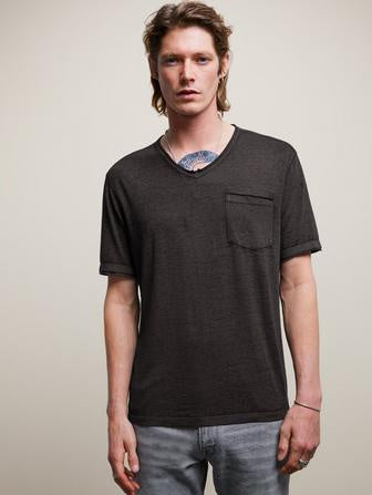 John Varvatos Davis Burnout V-Neck with Chest Pocket