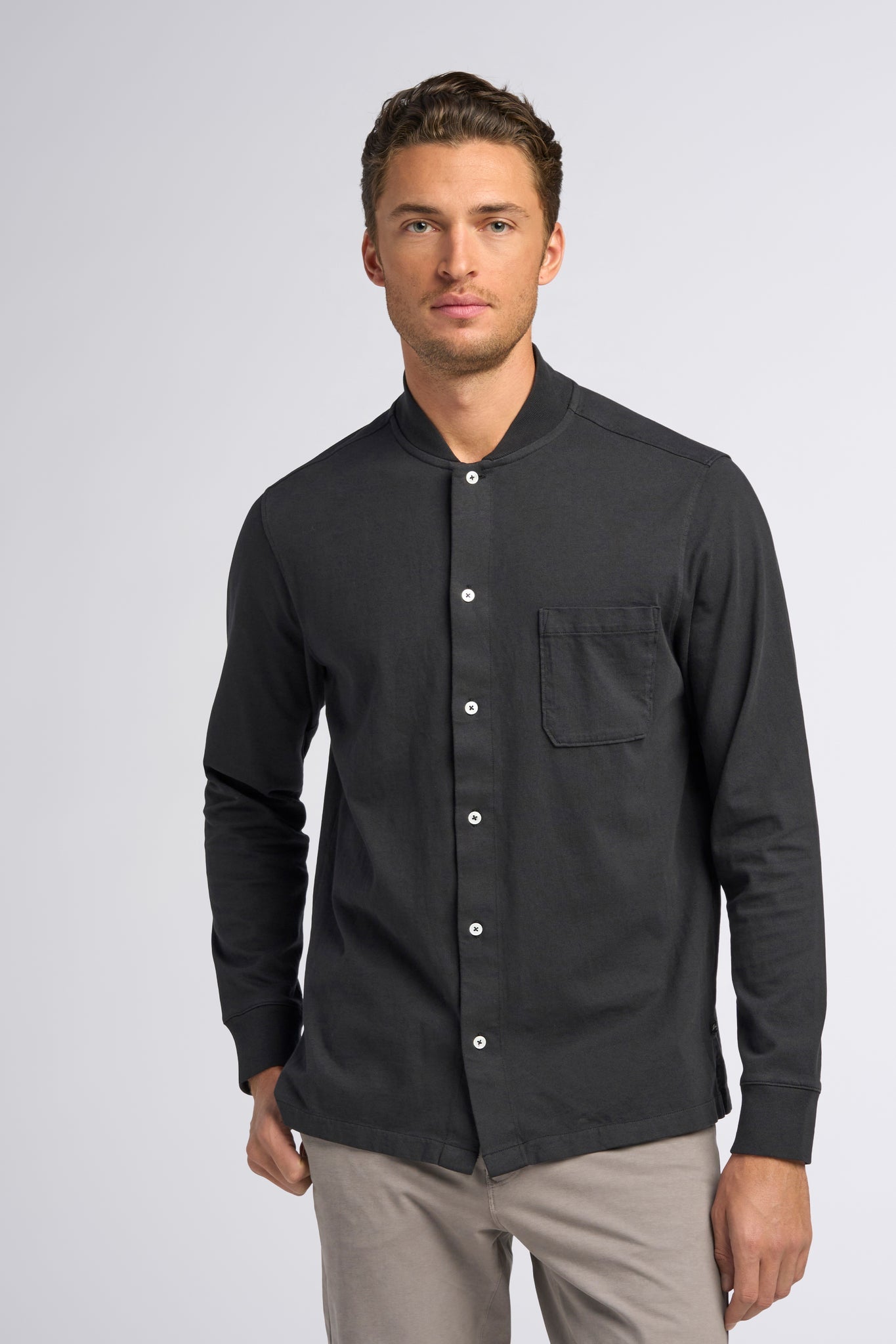 Good Man Brand Cotton Long Sleeve Rib Collar Shirt