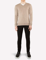 J. Lindeberg Lymann Merino V-Neck Sweater in Sand