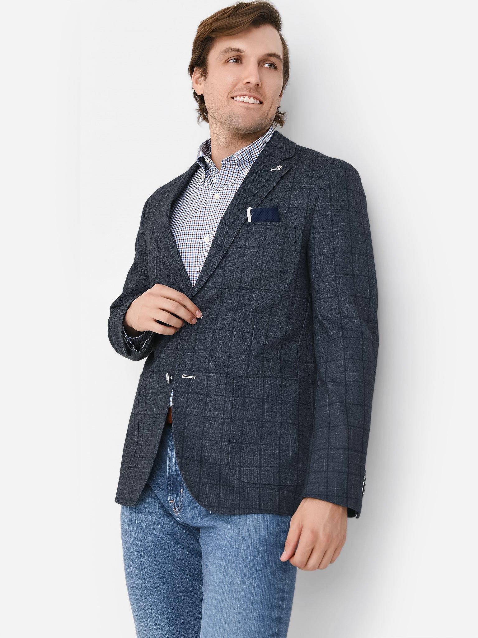 Blue Industry Men Fashion Check Blazer