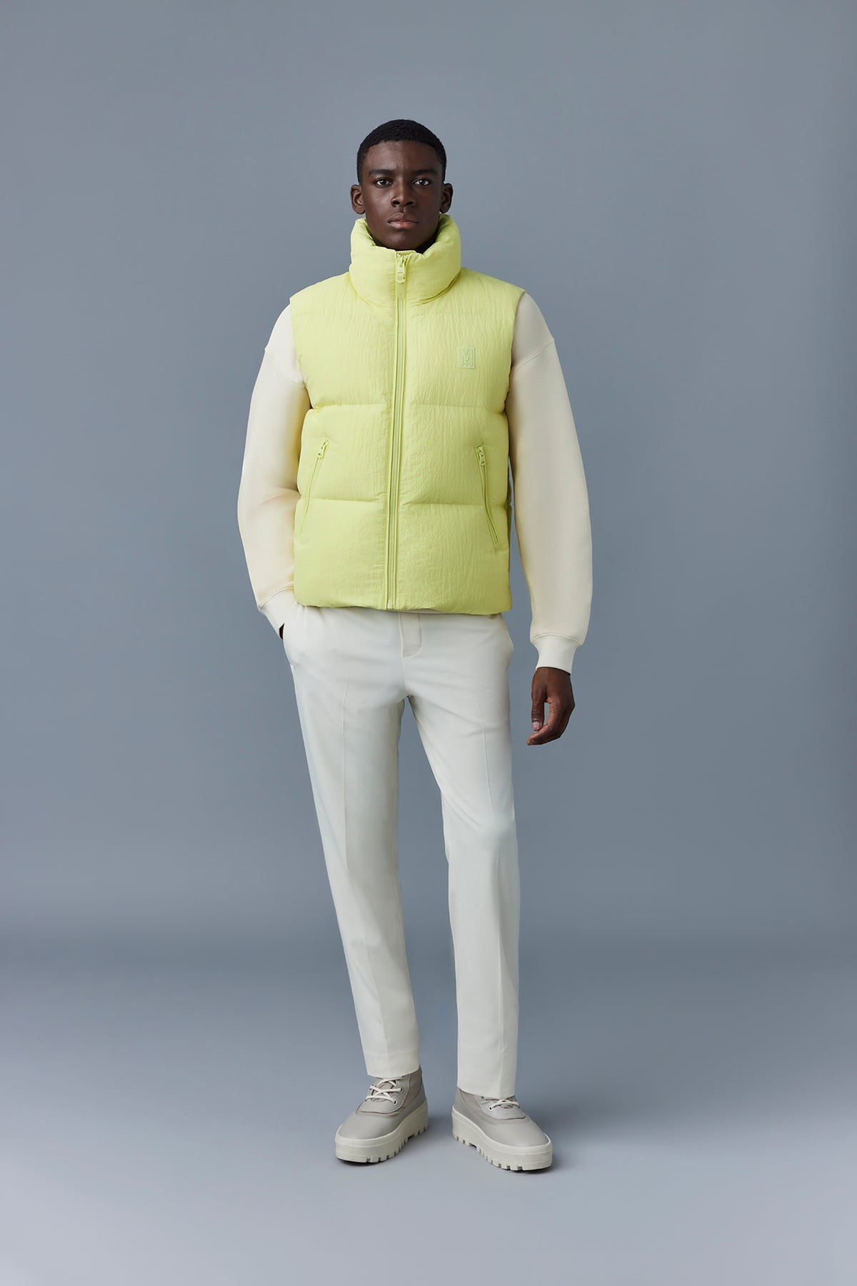 Mackage Kane Lime Lustrous Light Down Vest with Funnel Collar