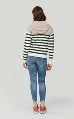 Soia & Kyo LEILA sustainable striped knit hoodie with drawstrings