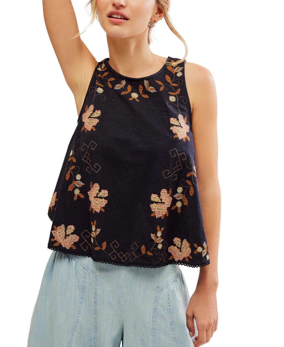 Free People Fun & Flirty Embroidered Top