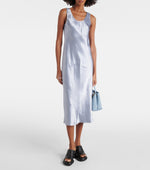 Max Mara Talete Long Technical Satin Dress In Blue