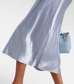 Max Mara Talete Long Technical Satin Dress In Blue