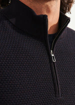 Patrick Assaraf 1/4 Zip Text Stitch Sweater