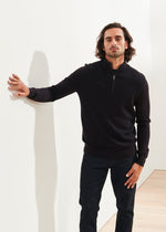 Patrick Assaraf 1/4 Zip Text Stitch Sweater