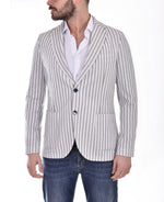 CIRCOLO 1901 single-breasted striped linen cotton blazer