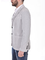 CIRCOLO 1901 single-breasted striped linen cotton blazer