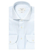 Profuomo Cutaway Light Blue Striped Travel Shirt