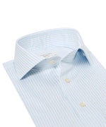 Profuomo Cutaway Light Blue Striped Travel Shirt