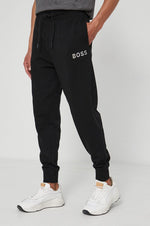 Boss Casual Cotton Trousers with Stripe Logo