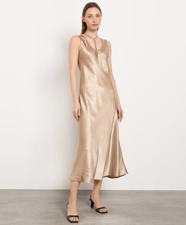 Max Mara 3Capua Flowing Fabric Dress in Gold