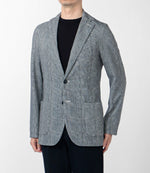 Circolo 4-way stretch Navy Checked Jersey Blazer