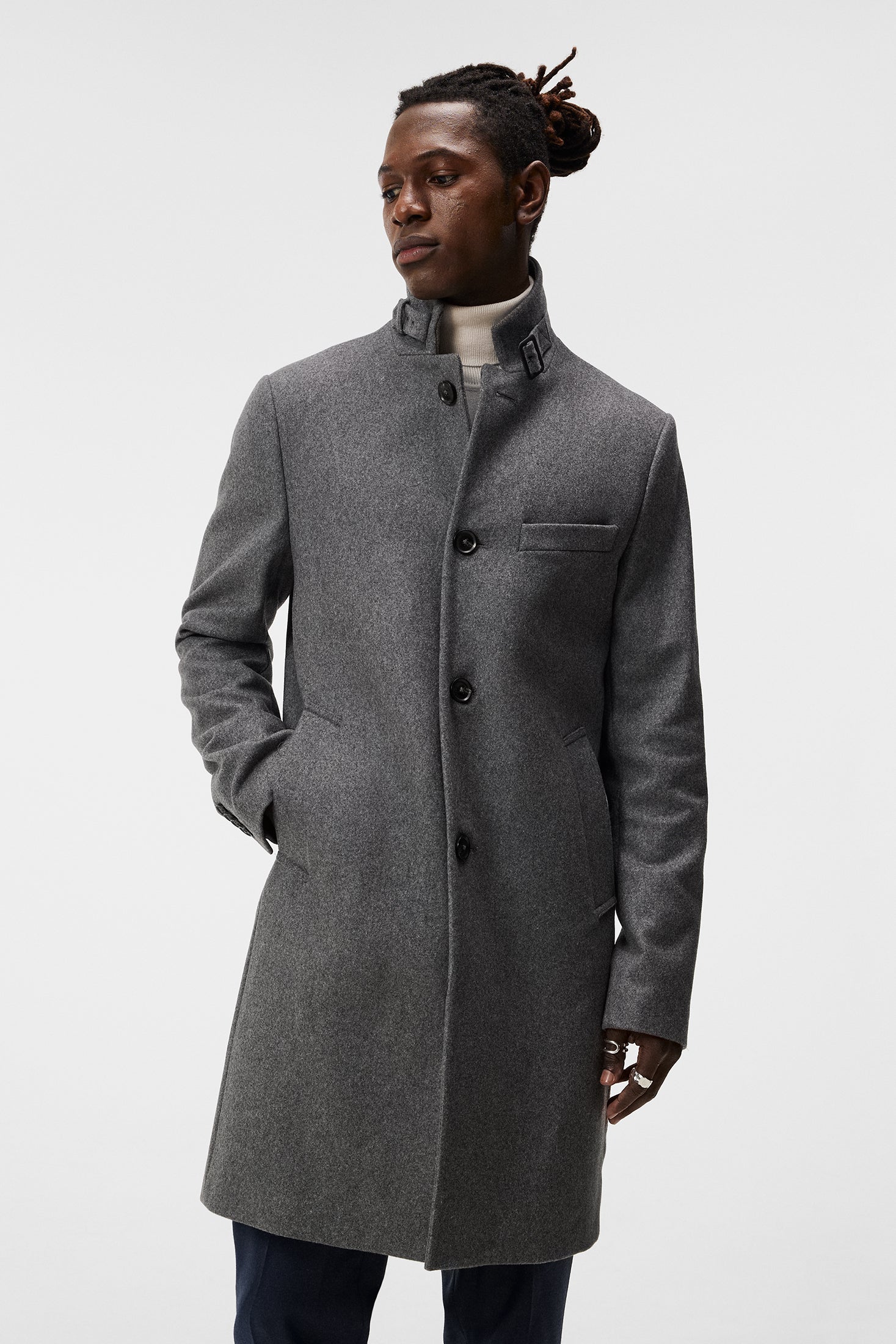 J. Lindeberg Holger Melton Mid Grey Melange Coat