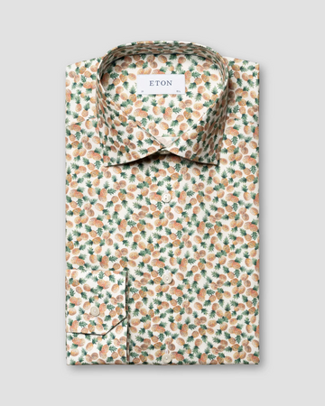 Eton Slim Fit Playful Dress Shirt with Pineapple Pattern