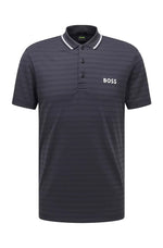 BOSS Pauletech 1 Knitted-stripe slim-fit polo shirt with contrast branding