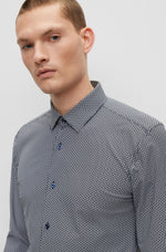 BOSS Slim Fit Geometric Print 4 Way Stretch Shirt