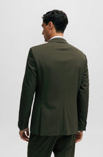 BOSS Slim Fit Suit in Wrinkle-Resistant Stretch Wool in Dark Green