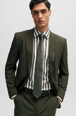 BOSS Slim Fit Suit in Wrinkle-Resistant Stretch Wool in Dark Green