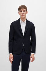 BOSS Slim-Fit Jacket in Wool-Blend Seersucker Fabric