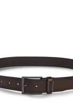 BOSS Italian leather belt with brushed gunmetal hardware