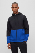 BOSS COTTON-BLEND ZIP-UP HOODIE WITH EMBROIDERED LOGO