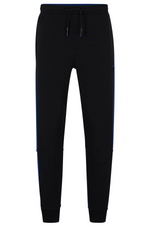 BOSS COTTON-BLEND TRACKSUIT BOTTOMS WITH SIDE-STRIPE TAPE