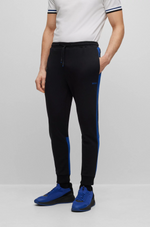 BOSS COTTON-BLEND TRACKSUIT BOTTOMS WITH SIDE-STRIPE TAPE