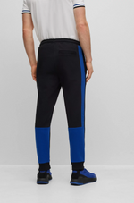 BOSS COTTON-BLEND TRACKSUIT BOTTOMS WITH SIDE-STRIPE TAPE