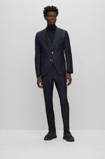 BOSS Slim fit Three-Piece Suit in Checked Virgin Wool