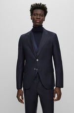 BOSS Slim fit Three-Piece Suit in Checked Virgin Wool