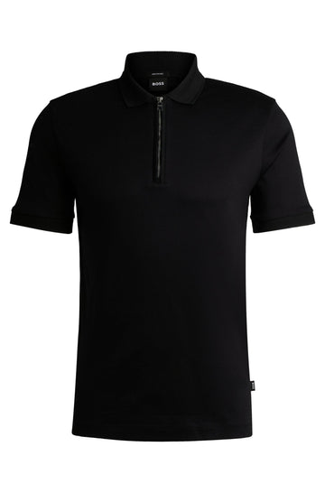 Boss Mercerized Cotton Slim-Fit Polo shirt with Zip neck