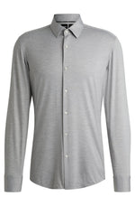 Boss SLIM-FIT SHIRT IN MELANGE PERFORMANCE-STRETCH JERSEY