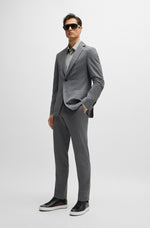 Boss SLIM-FIT SHIRT IN MELANGE PERFORMANCE-STRETCH JERSEY