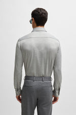 Boss SLIM-FIT SHIRT IN MELANGE PERFORMANCE-STRETCH JERSEY